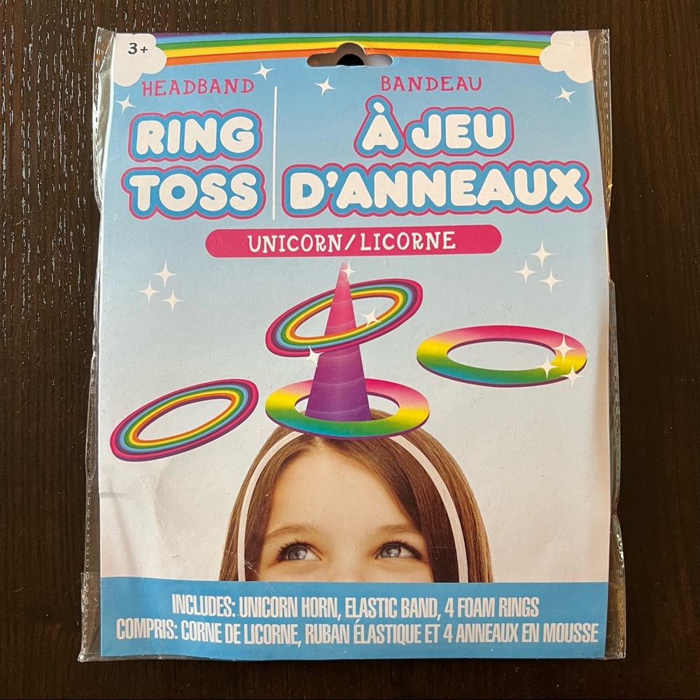 Rainbow UNICORN Headband Ring Toss Game Ages 3+